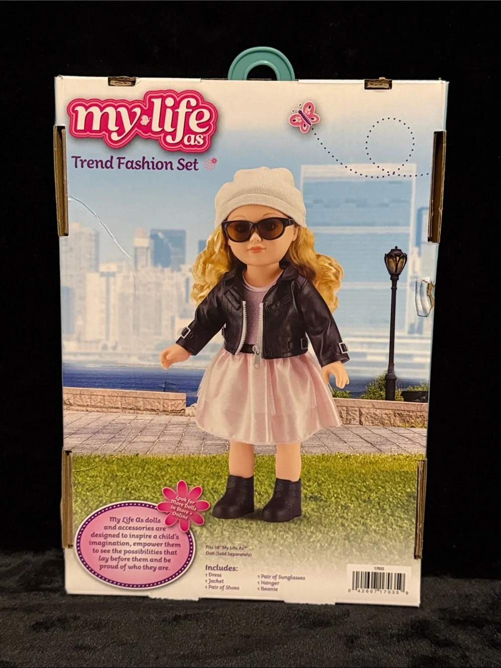 My Life as Trend Fashion Set Outfit for 18” Dolls Dress Jacket Boots Glasses Hat